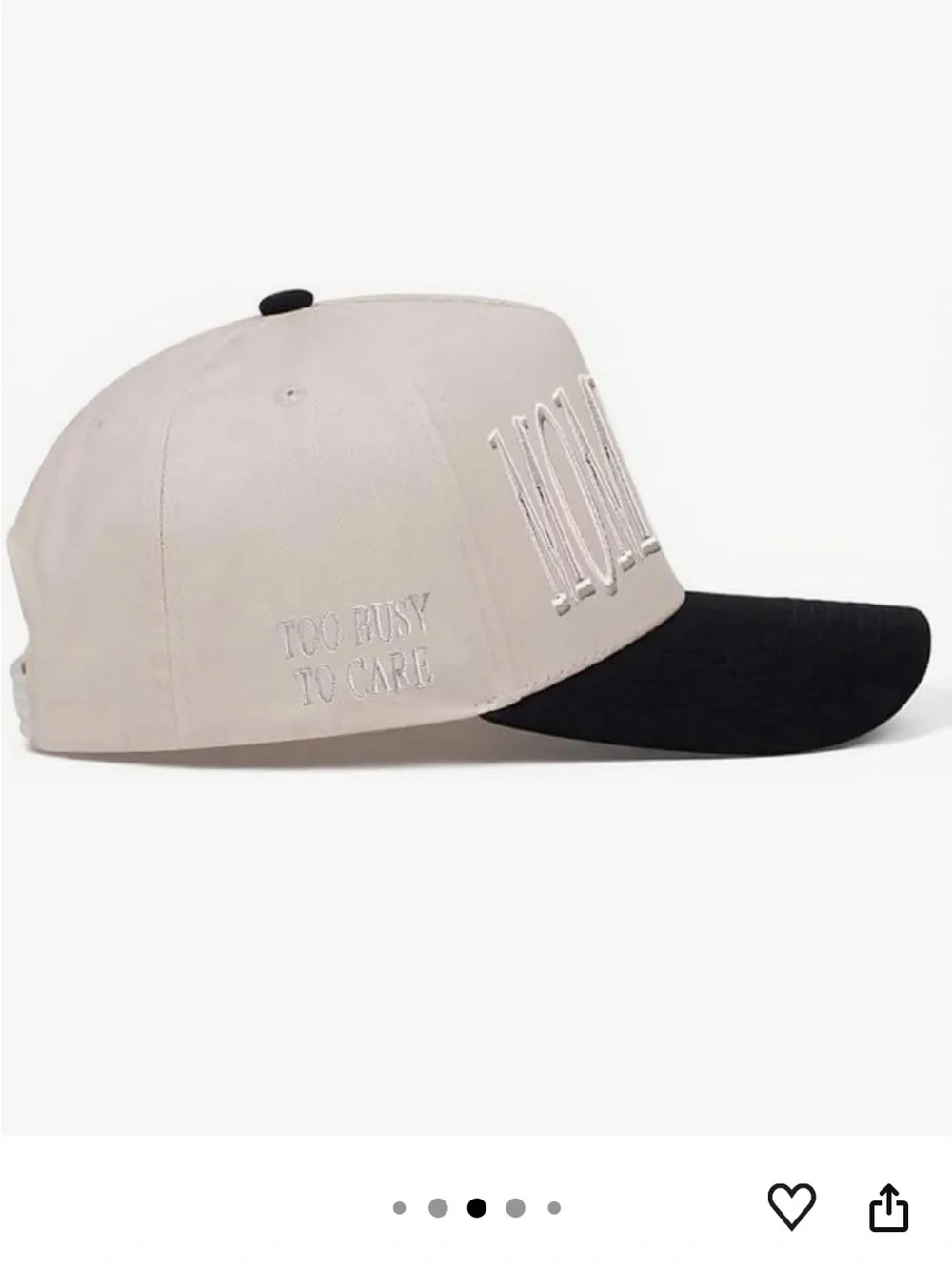 Mommin' Embroidered Two-Tone Baseball Cap - Beige & Black